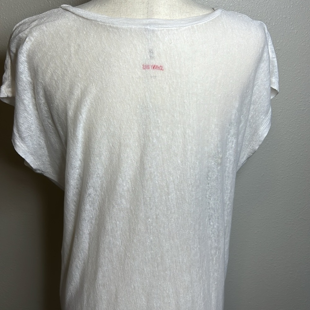 JOHNNY WAS Linen Midi Shirt Dress Cover Up Sheer Embroidery Loose Beach S READ - Picture 6 of 16
